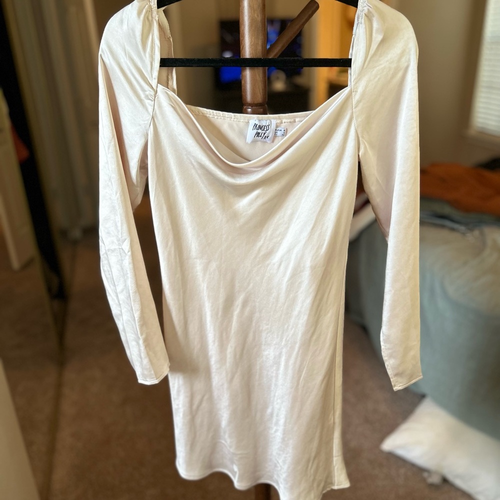 PRINCESS POLLY COWL NECK SATIN MINI DRESS